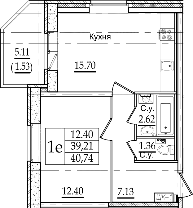 2-комнатная 44 м<sup>2</sup> на 2 этаже 2-комнатная 44 м<sup>2</sup> на 2 этаже