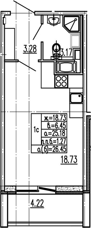 Студия 29 м<sup>2</sup> на 3 этаже Студия 29 м<sup>2</sup> на 3 этаже