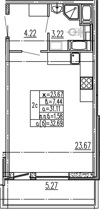 Студия 36 м<sup>2</sup> на 15 этаже Студия 36 м<sup>2</sup> на 15 этаже