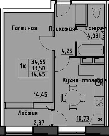 1-комнатная 35 м<sup>2</sup> на 11 этаже 1-комнатная 35 м<sup>2</sup> на 11 этаже