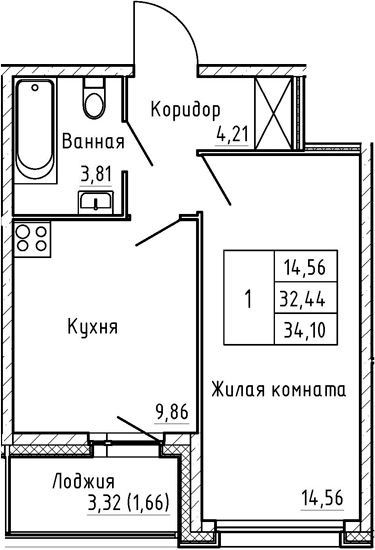 1-комнатная 35 м<sup>2</sup> на 1 этаже 1-комнатная 35 м<sup>2</sup> на 1 этаже