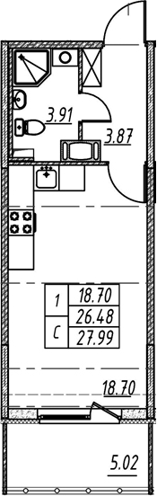 Студия 31 м<sup>2</sup> на 5 этаже Студия 31 м<sup>2</sup> на 5 этаже