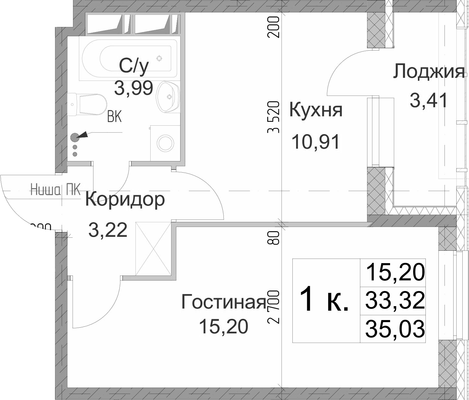 1-комнатная 36 м<sup>2</sup> на 5 этаже 1-комнатная 36 м<sup>2</sup> на 5 этаже