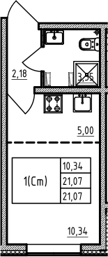 Студия 21 м<sup>2</sup> на 1 этаже Студия 21 м<sup>2</sup> на 1 этаже