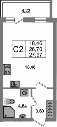 Студия 30 м<sup>2</sup> на 1 этаже Студия 30 м<sup>2</sup> на 1 этаже