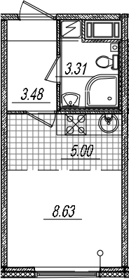 Студия 20 м<sup>2</sup> на 8 этаже Студия 20 м<sup>2</sup> на 8 этаже