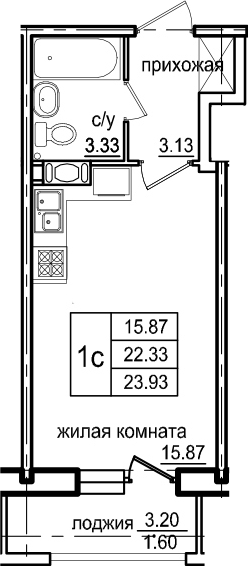Студия 25 м<sup>2</sup> на 5 этаже Студия 25 м<sup>2</sup> на 5 этаже