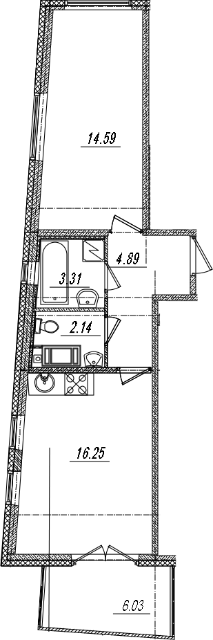 2-комнатная 47 м<sup>2</sup> на 8 этаже 2-комнатная 47 м<sup>2</sup> на 8 этаже