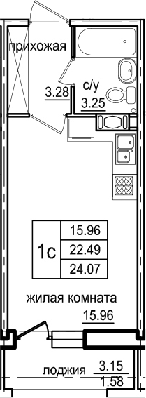 Студия 25 м<sup>2</sup> на 5 этаже Студия 25 м<sup>2</sup> на 5 этаже