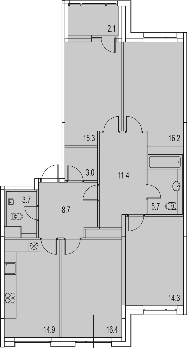4-комнатная 113 м<sup>2</sup> на 12 этаже 4-комнатная 113 м<sup>2</sup> на 12 этаже