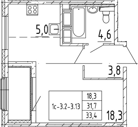 Студия 35 м<sup>2</sup> на 5 этаже Студия 35 м<sup>2</sup> на 5 этаже