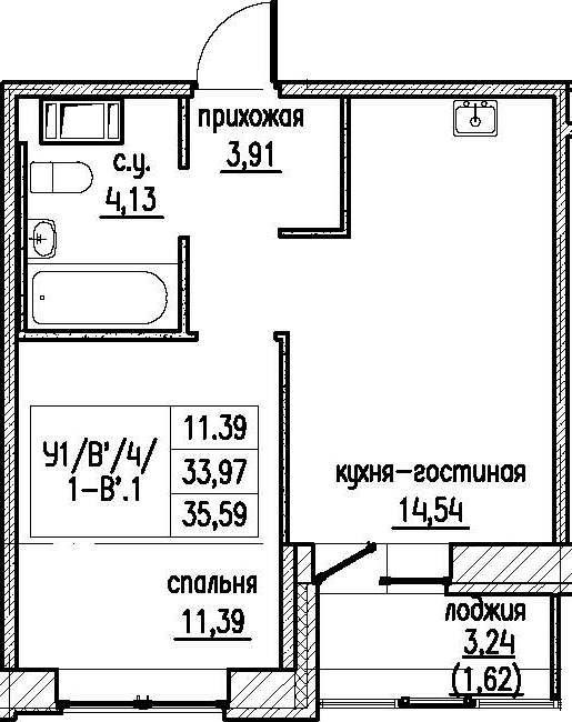 2-комнатная 37 м<sup>2</sup> на 4 этаже 2-комнатная 37 м<sup>2</sup> на 4 этаже