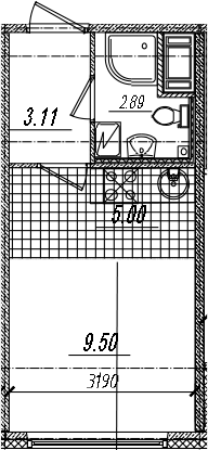 Студия 20 м<sup>2</sup> на 12 этаже Студия 20 м<sup>2</sup> на 12 этаже