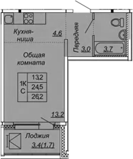 Студия 27 м<sup>2</sup> на 10 этаже Студия 27 м<sup>2</sup> на 10 этаже