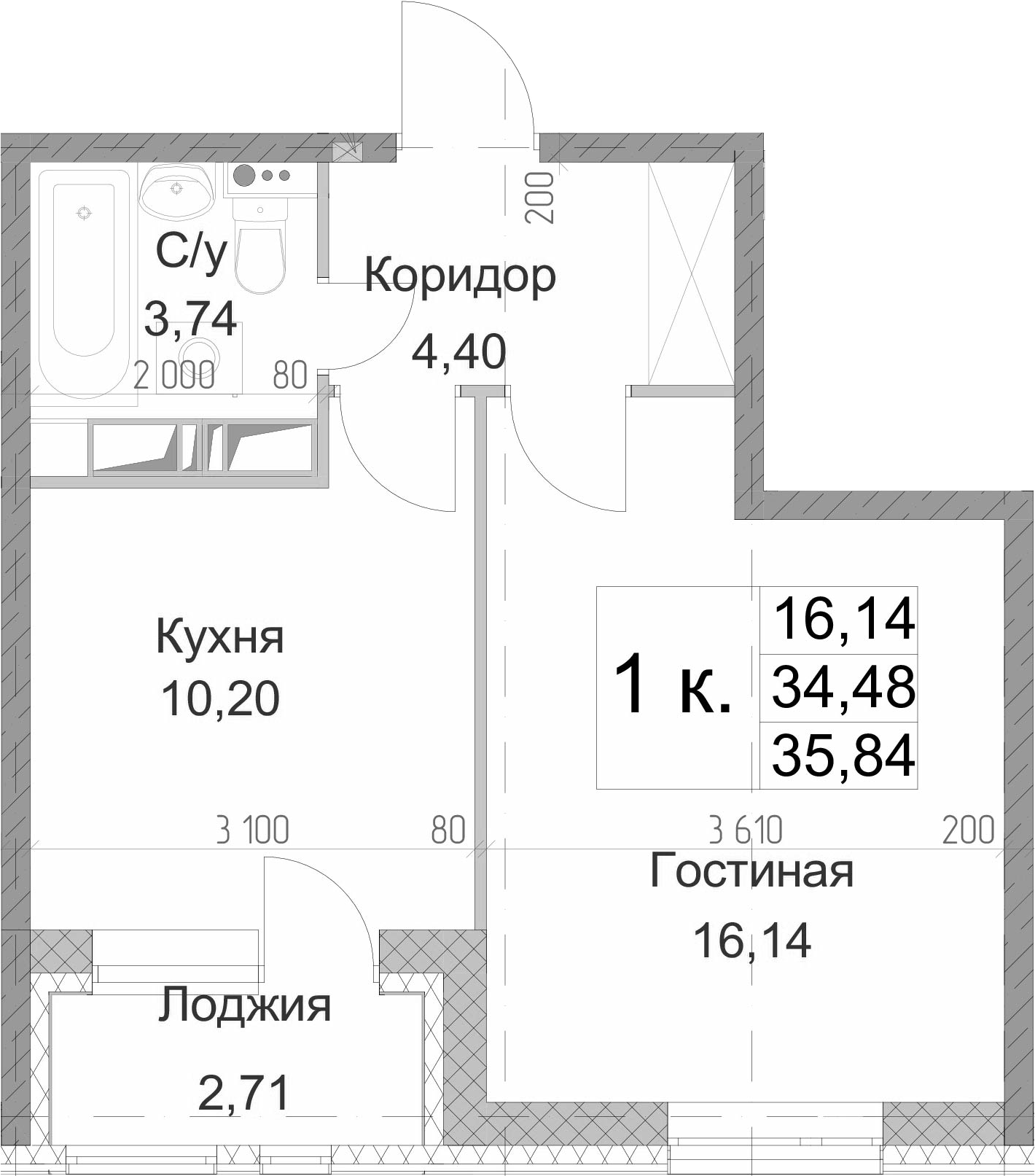 1-комнатная 37 м<sup>2</sup> на 1 этаже 1-комнатная 37 м<sup>2</sup> на 1 этаже