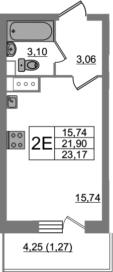 Студия 26 м<sup>2</sup> на 17 этаже Студия 26 м<sup>2</sup> на 17 этаже