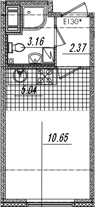 Студия 21 м<sup>2</sup> на 6 этаже Студия 21 м<sup>2</sup> на 6 этаже