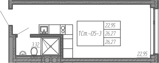 Студия 26 м<sup>2</sup> на 18 этаже Студия 26 м<sup>2</sup> на 18 этаже