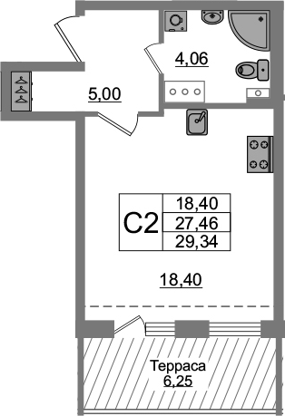 Студия 33 м<sup>2</sup> на 5 этаже Студия 33 м<sup>2</sup> на 5 этаже
