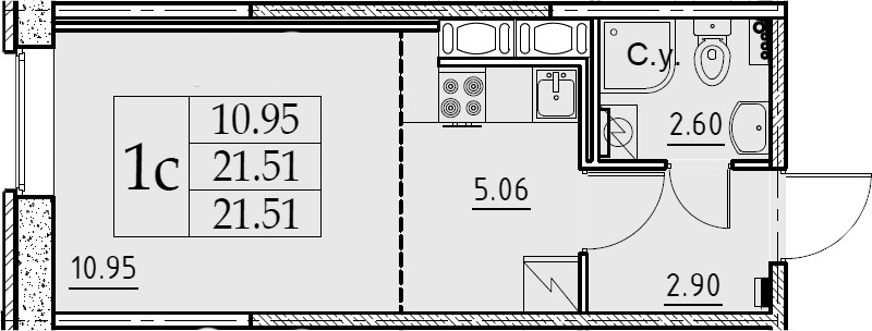 Студия 21 м<sup>2</sup> на 2 этаже Студия 21 м<sup>2</sup> на 2 этаже
