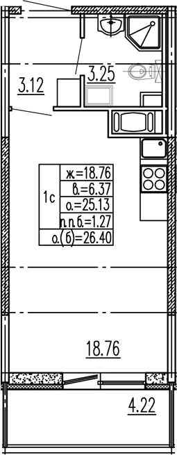 Студия 29 м<sup>2</sup> на 15 этаже Студия 29 м<sup>2</sup> на 15 этаже