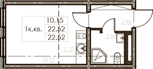 Студия 22 м<sup>2</sup> на 2 этаже Студия 22 м<sup>2</sup> на 2 этаже