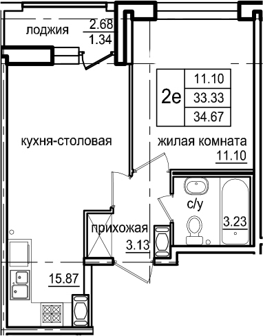 2-комнатная 36 м<sup>2</sup> на 2 этаже 2-комнатная 36 м<sup>2</sup> на 2 этаже