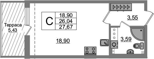 Студия 31 м<sup>2</sup> на 5 этаже Студия 31 м<sup>2</sup> на 5 этаже