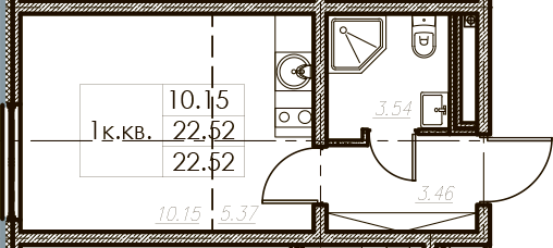 Студия 22 м<sup>2</sup> на 2 этаже Студия 22 м<sup>2</sup> на 2 этаже