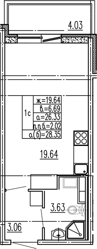 Студия 30 м<sup>2</sup> на 2 этаже Студия 30 м<sup>2</sup> на 2 этаже
