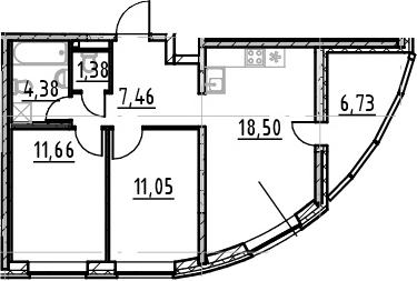 3-комнатная 61 м<sup>2</sup> на 3 этаже 3-комнатная 61 м<sup>2</sup> на 3 этаже