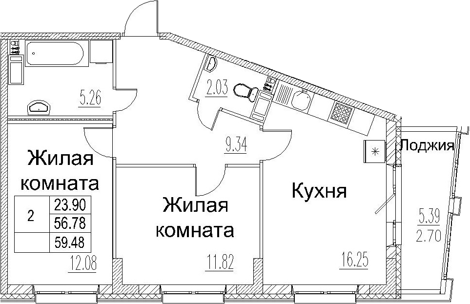 3-комнатная 62 м<sup>2</sup> на 3 этаже 3-комнатная 62 м<sup>2</sup> на 3 этаже