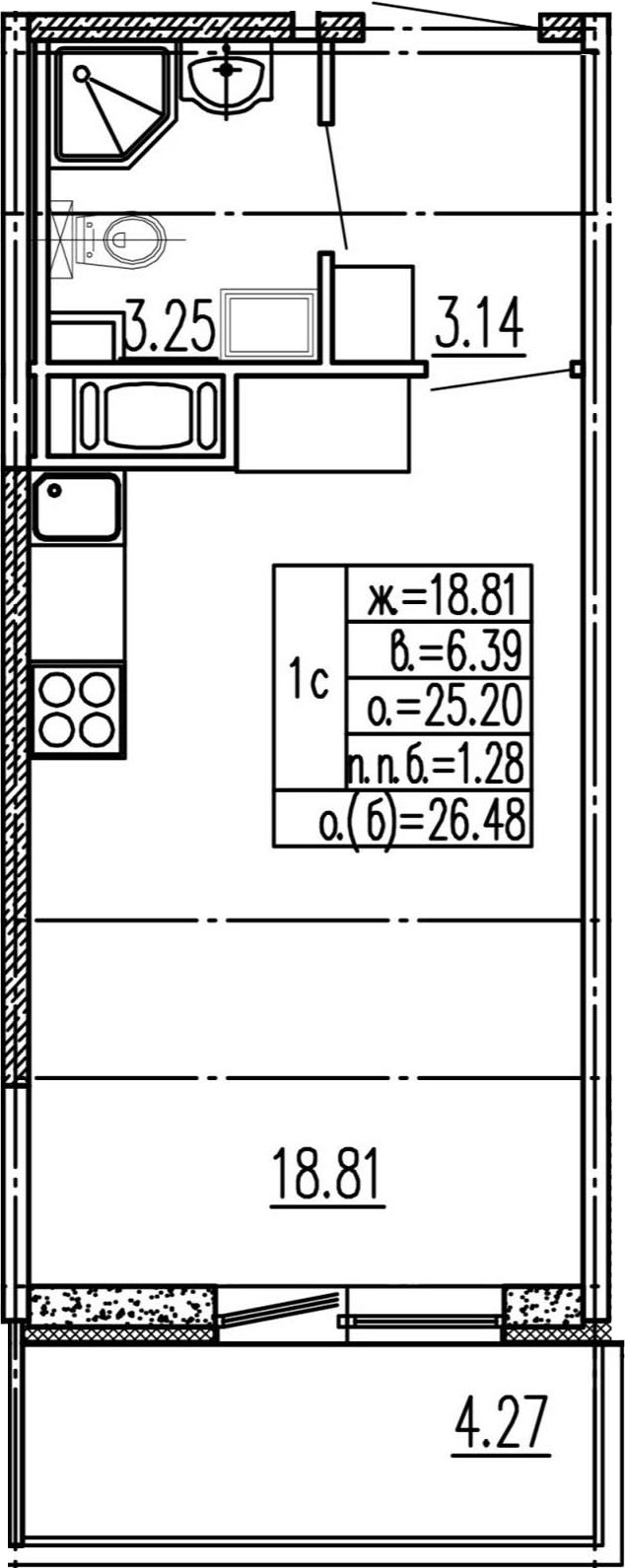 Студия 29 м<sup>2</sup> на 15 этаже Студия 29 м<sup>2</sup> на 15 этаже