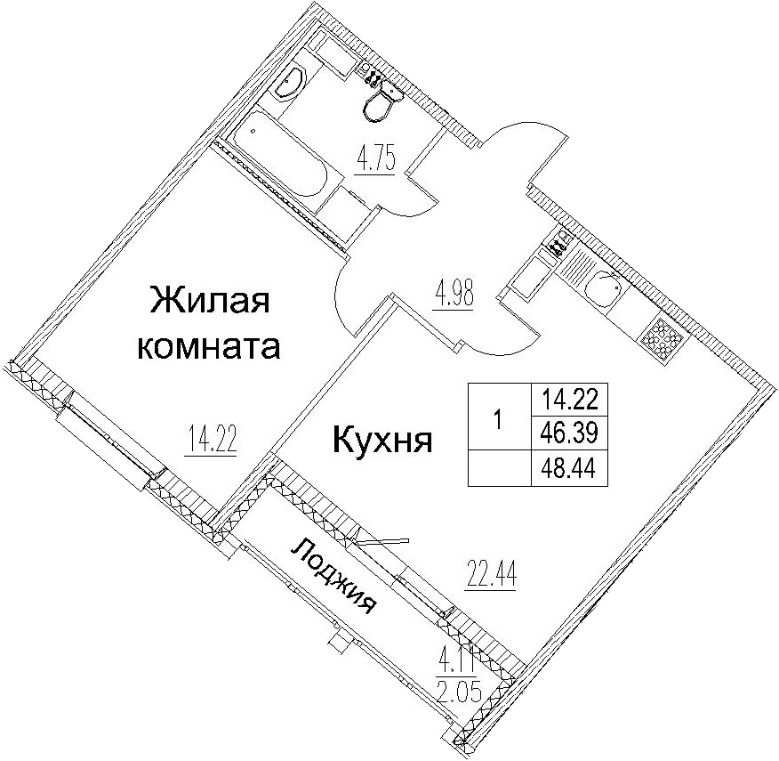 2-комнатная 50 м<sup>2</sup> на 3 этаже 2-комнатная 50 м<sup>2</sup> на 3 этаже