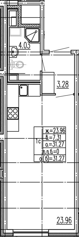Студия 31 м<sup>2</sup> на 1 этаже Студия 31 м<sup>2</sup> на 1 этаже