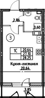 Студия 30 м<sup>2</sup> на 11 этаже Студия 30 м<sup>2</sup> на 11 этаже