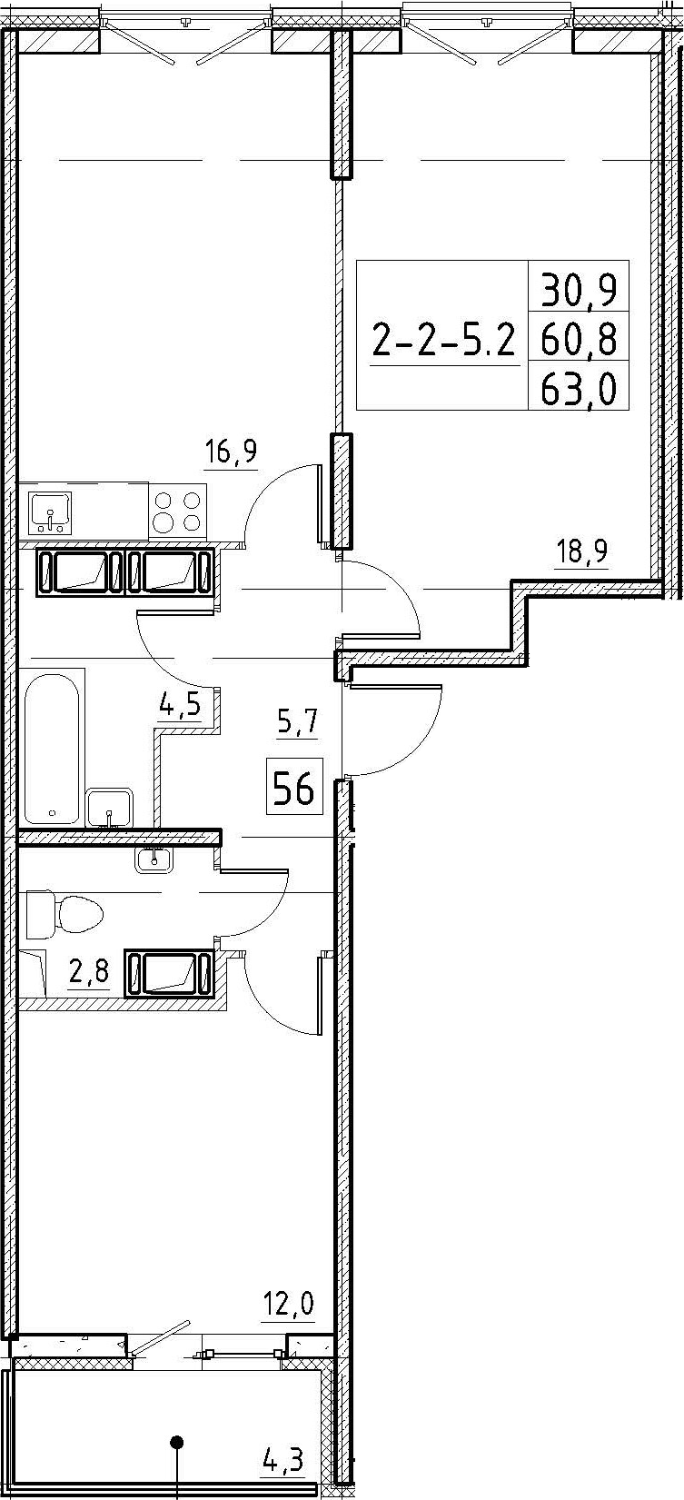 3-комнатная 65 м<sup>2</sup> на 2 этаже 3-комнатная 65 м<sup>2</sup> на 2 этаже