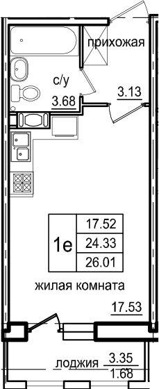 Студия 27 м<sup>2</sup> на 5 этаже Студия 27 м<sup>2</sup> на 5 этаже