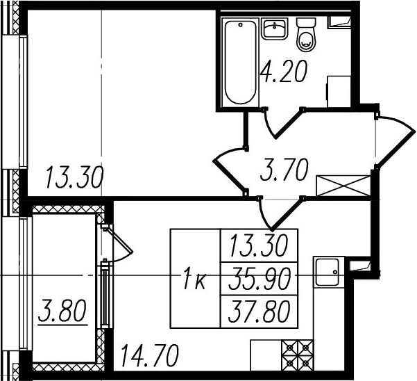 Продажа 1-комнатной новостройки, Санкт-Петербург, ул Манчестерская,  д. 1.2