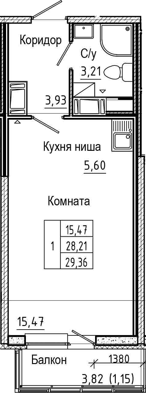 Студия 32 м<sup>2</sup> на 18 этаже Студия 32 м<sup>2</sup> на 18 этаже