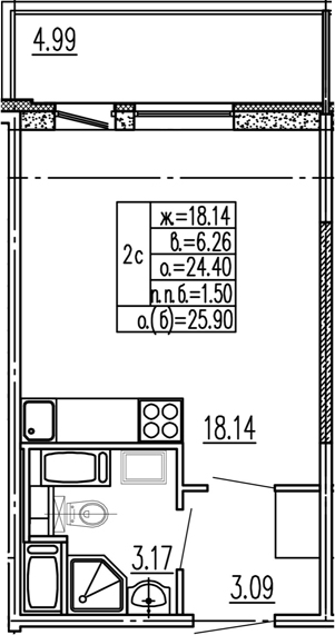 Студия 29 м<sup>2</sup> на 15 этаже Студия 29 м<sup>2</sup> на 15 этаже