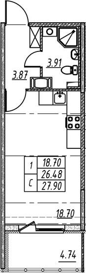 Студия 31 м<sup>2</sup> на 5 этаже Студия 31 м<sup>2</sup> на 5 этаже