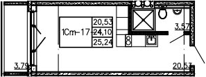 Студия 27 м<sup>2</sup> на 5 этаже Студия 27 м<sup>2</sup> на 5 этаже