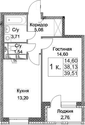 1-комнатная 40 м<sup>2</sup> на 2 этаже 1-комнатная 40 м<sup>2</sup> на 2 этаже