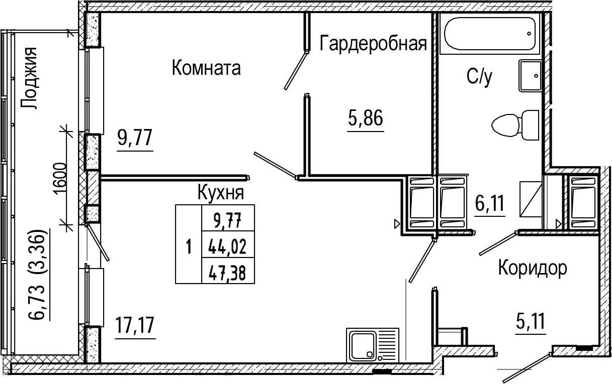 2-комнатная 50 м<sup>2</sup> на 25 этаже 2-комнатная 50 м<sup>2</sup> на 25 этаже