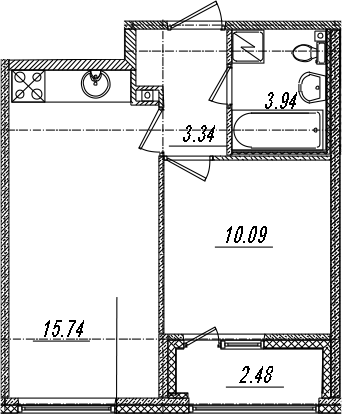 2-комнатная 35 м<sup>2</sup> на 8 этаже 2-комнатная 35 м<sup>2</sup> на 8 этаже