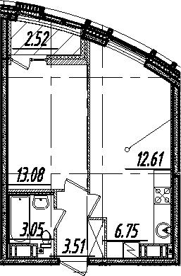 2-комнатная 41 м<sup>2</sup> на 8 этаже 2-комнатная 41 м<sup>2</sup> на 8 этаже