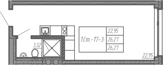 Студия 26 м<sup>2</sup> на 12 этаже Студия 26 м<sup>2</sup> на 12 этаже