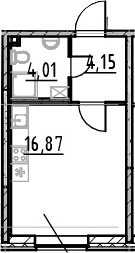 Студия 25 м<sup>2</sup> на 3 этаже Студия 25 м<sup>2</sup> на 3 этаже