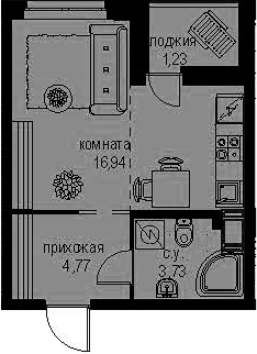 Студия 27 м<sup>2</sup> на 12 этаже Студия 27 м<sup>2</sup> на 12 этаже